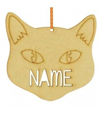 Laser Cut Personalised Halloween Bauble Stencil Font Name - Cat Design